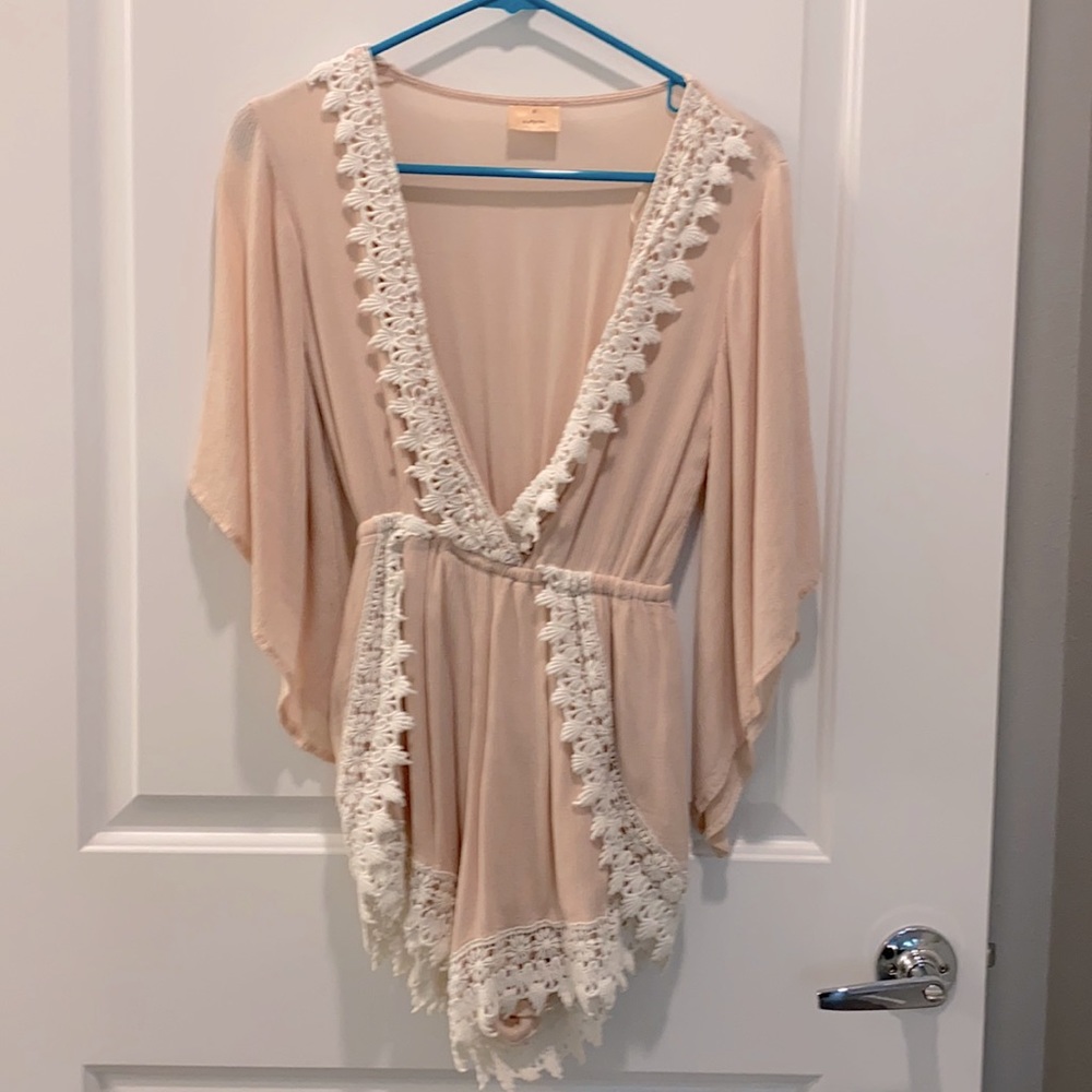 Peach Crochet Lace Romper